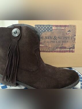 Denim & Supply Ralph Lauren Dark Brown Suede Fringe Booties